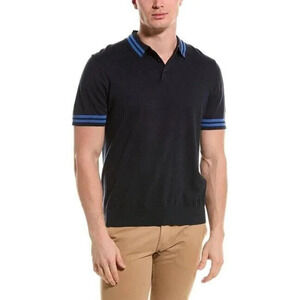 Velvet by Graham & Spencer Men's Blue Hogan Cotton Linen Blend Polo Shirt Small